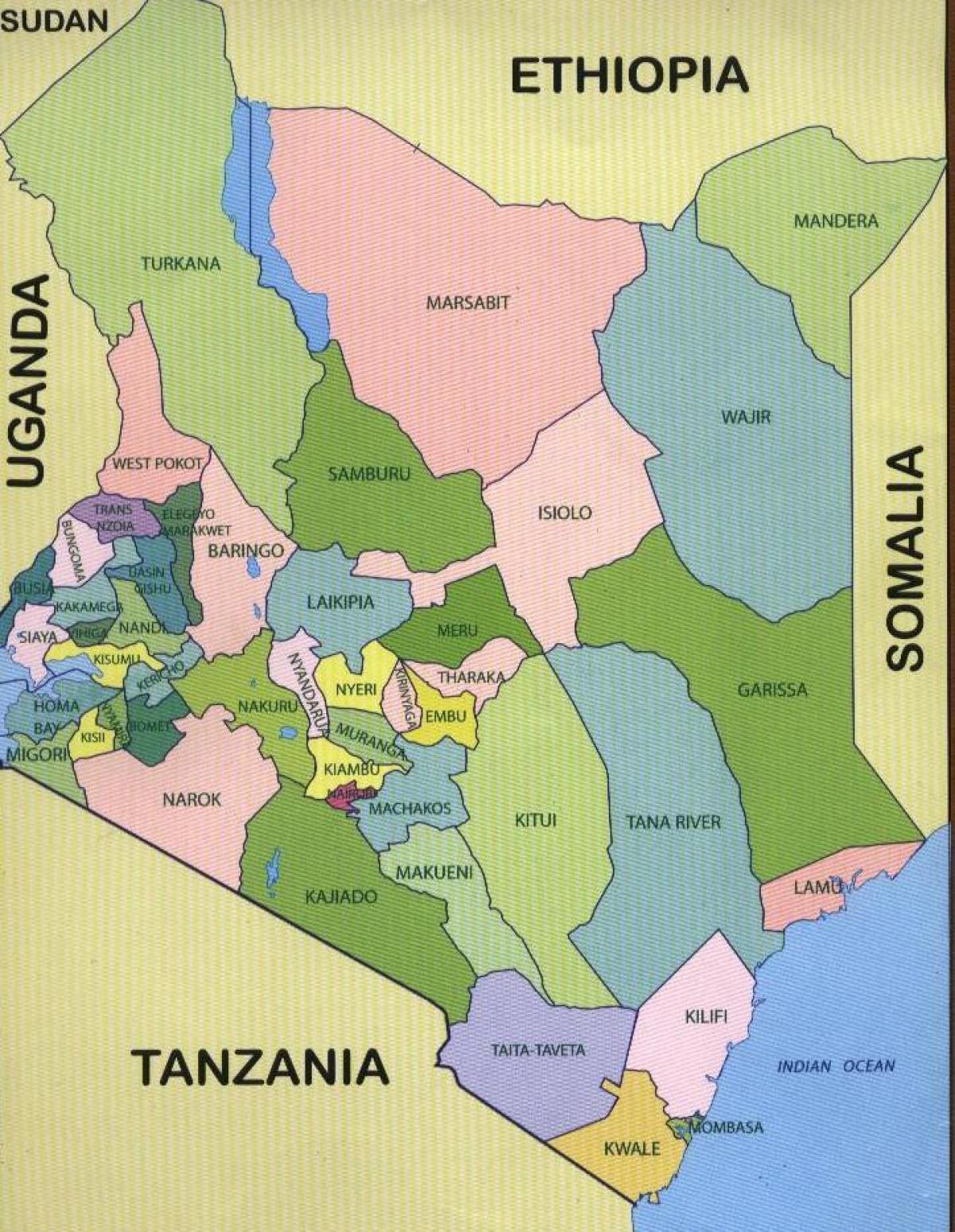 neue Karte von Kenia Landkreise