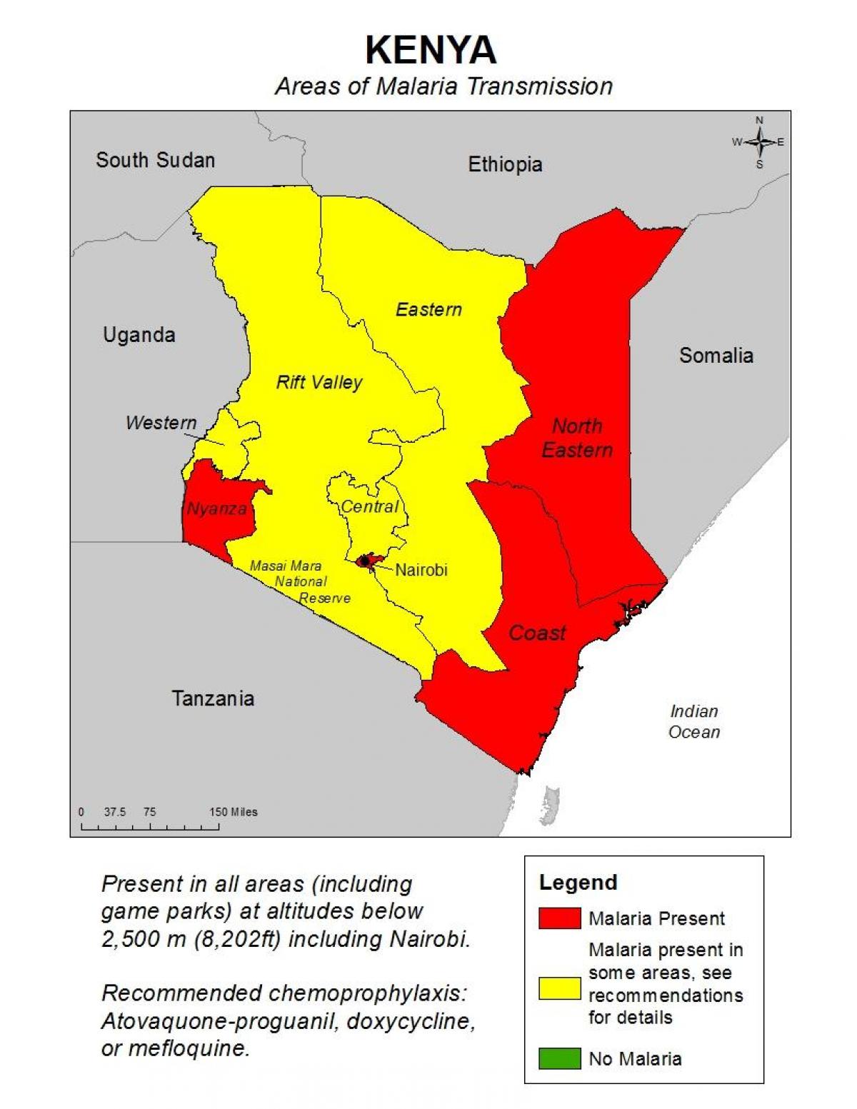 Karte von Kenia malaria