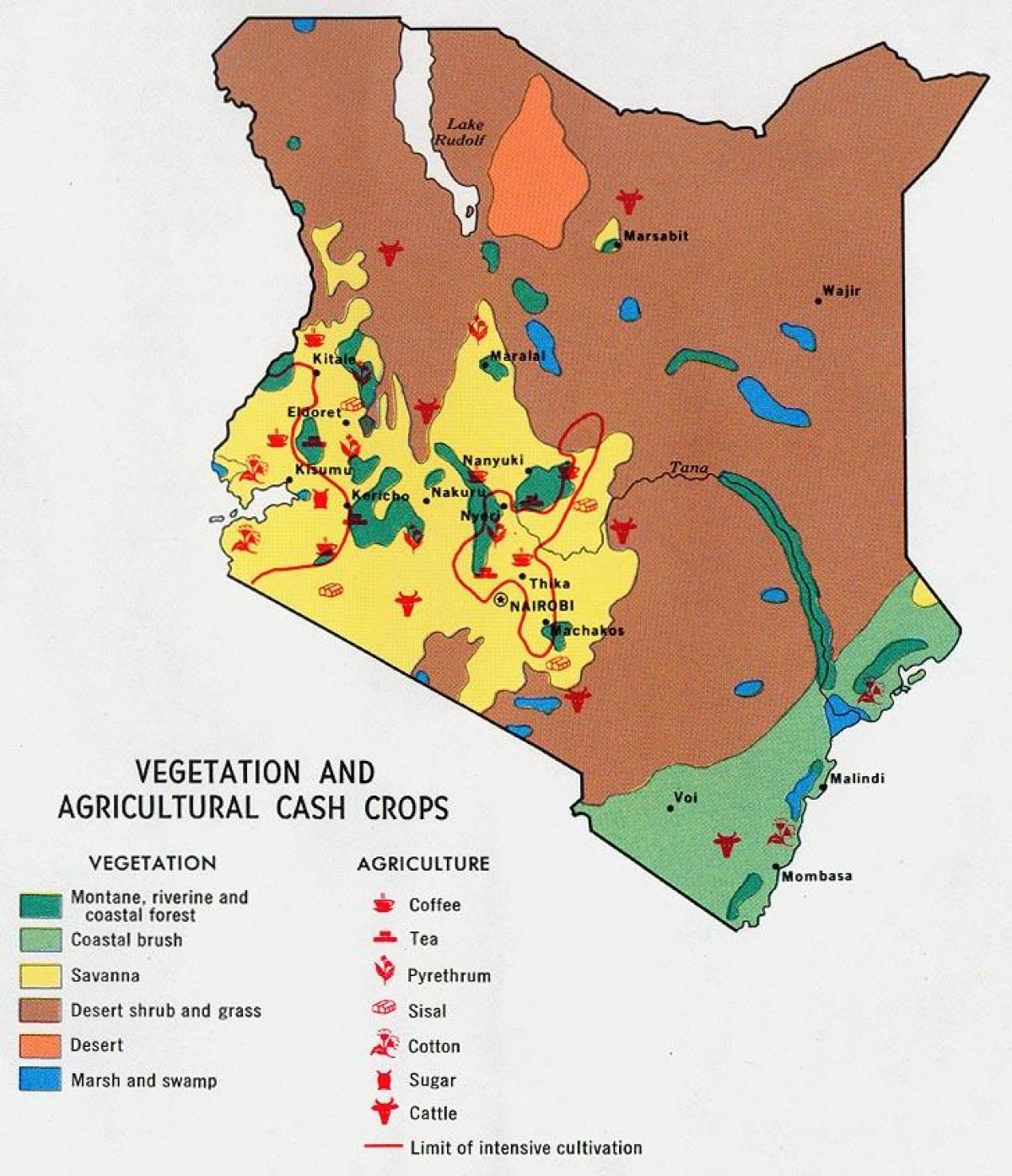 Karte von Kenia Natürliche Ressourcen