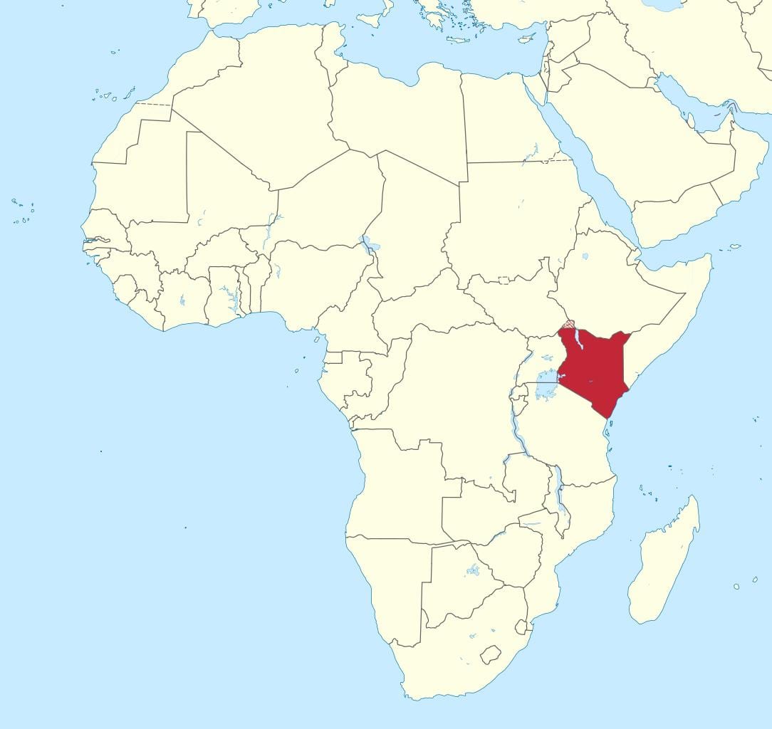 Karte von Afrika mit Kenia hervorgehoben