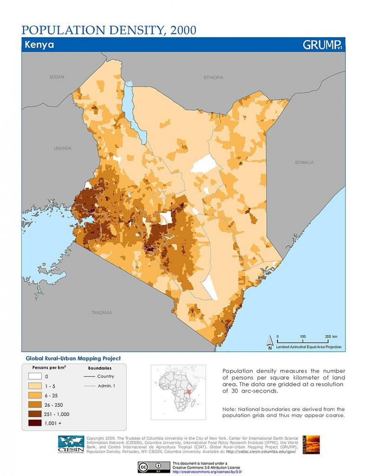 Kenia Bevölkerung Dichte Karte