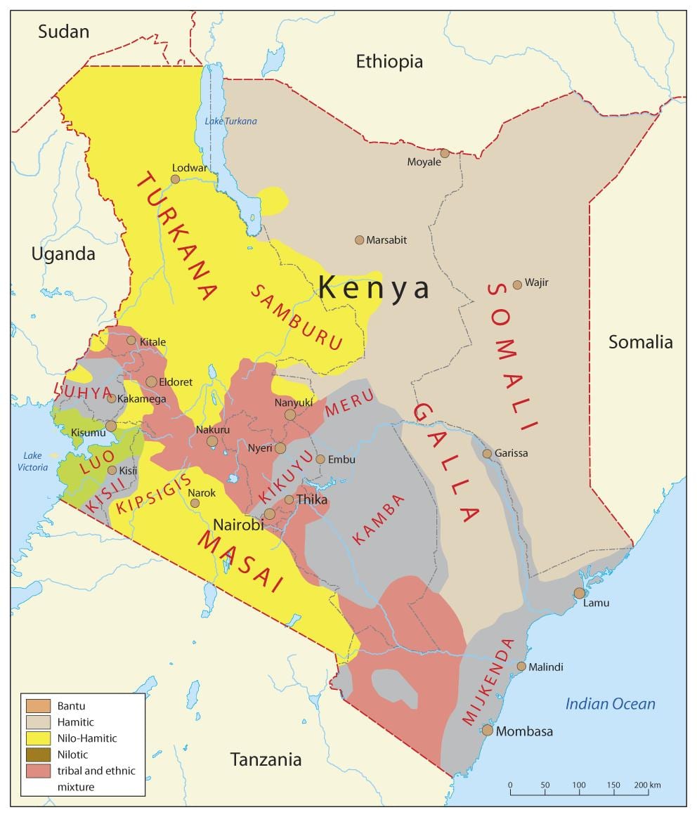Kenia ethnischen Karte
