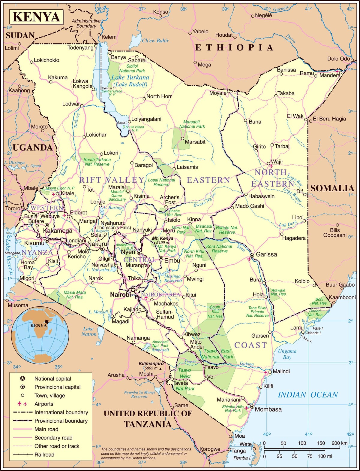 Kenya road map detaillierte