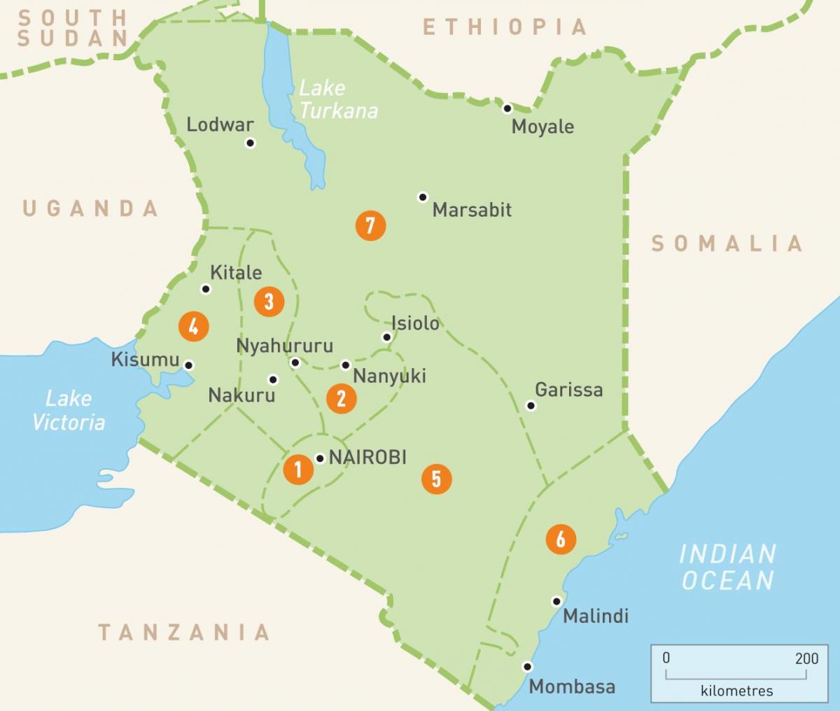 Karte von Kenia zeigen, Provinzen