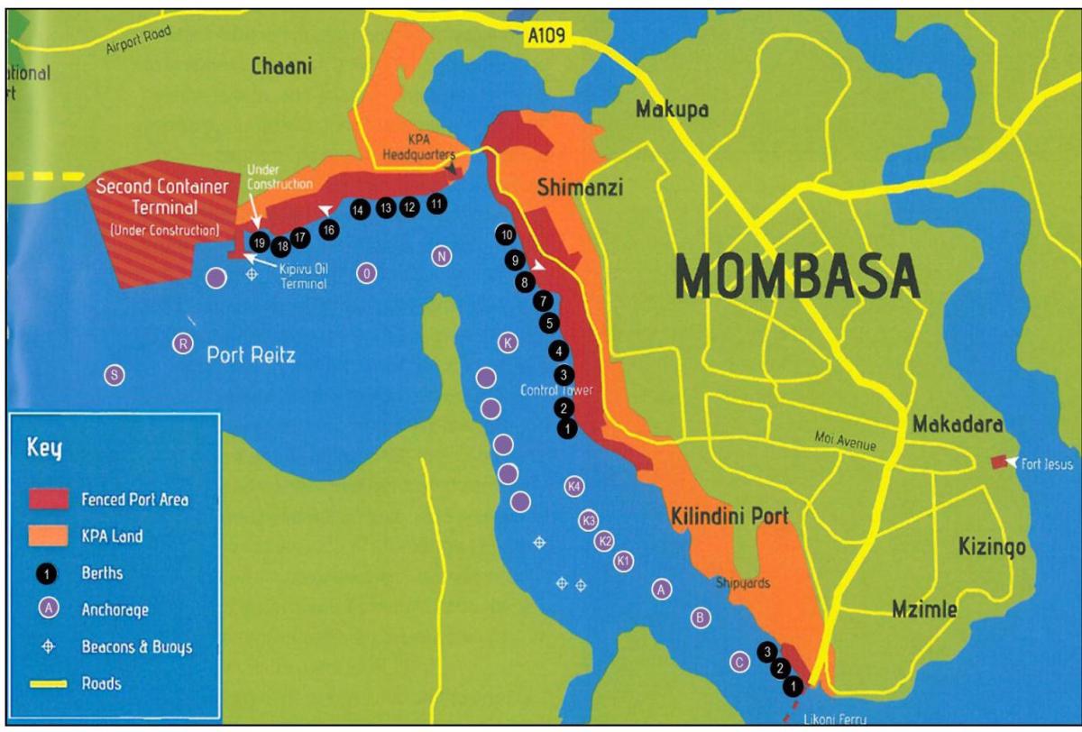 Karte von mombasa-Kenia