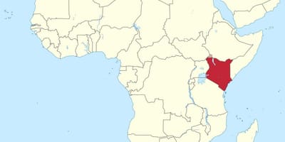 Karte von Afrika mit Kenia hervorgehoben