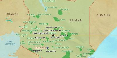 Karte von Kenya national parks und Reservate